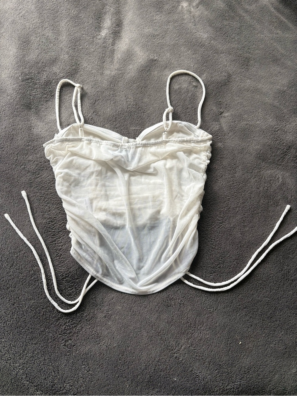 Princess Polly Cream Ruched Spaghetti Strap Tank - Picture 2 of 6